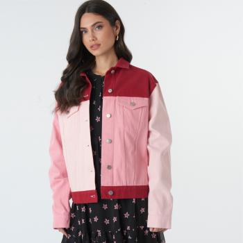 Čeveno-růžová oversized bunda – XS