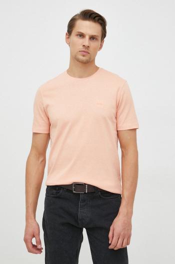 Bavlněné tričko BOSS Boss Casual oranžová barva, s aplikací