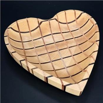 AMADEA Dřevěná miska mozaika ve tvaru srdce, masivní dřevo, 3 druhy dřevin, 25x25x4,5 cm (25702-00)