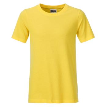 James & Nicholson Klasické chlapecké tričko z biobavlny 8008B - Žlutá | S