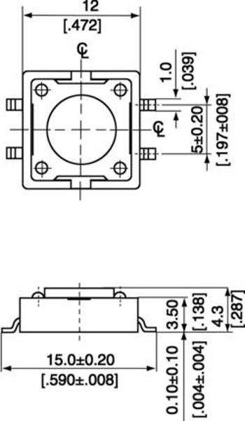 SMD TLAČÍTKO 12 X 12 mm VÝŠKA4 .3