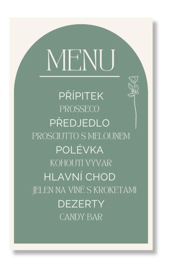 Menu - Greenery Rose Zvolte množství: od 61 ks a víc