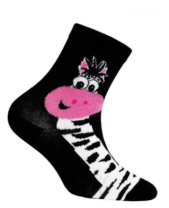 Dívčí vzorovené ponožky WOLA ŽIRAFA černé Velikost: 30-32