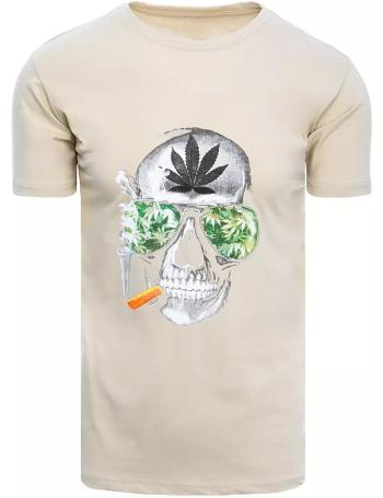 Béžové tričko s potiskem skull vel. 2XL