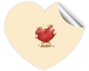 Samolepky srdce - 5 kusů Teddy with heart