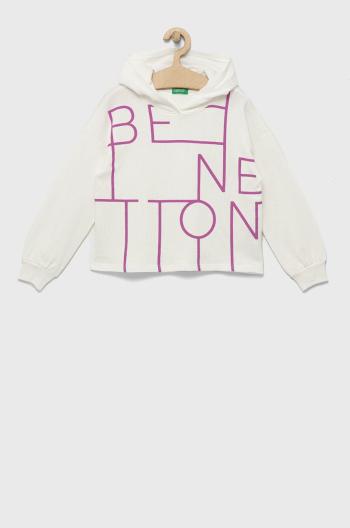 Dětská bavlněná mikina United Colors of Benetton bílá barva, vzorovaná