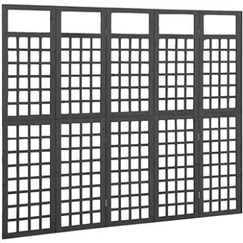 Shumee 5dílná dělicí stěna / treláž masivní jedle černá 201,5×180 cm, 316484 (316484)