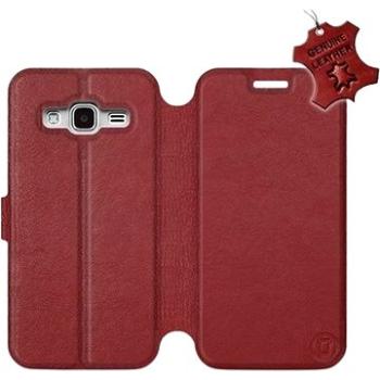 Flip pouzdro na mobil Samsung Galaxy J3 2016 - Tmavě červené - kožené -   Dark Red Leather (5903226518098)