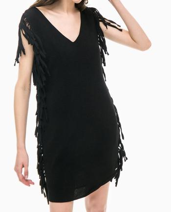 Pepe Jeans dámské černé šaty s třásněmi - S (999)