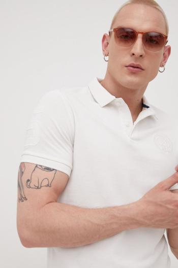 Bavlněné polo tričko Superdry bílá barva, s aplikací