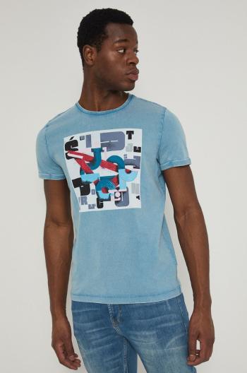 Bavlněné tričko Medicine tyrkysová barva, s potiskem