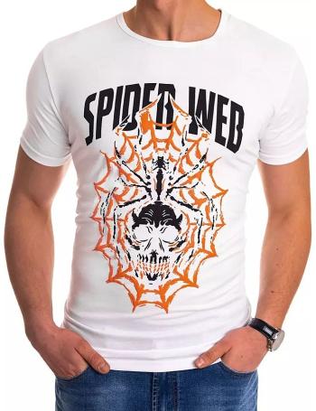 Bílé pánské tričko s pavučinou vel. L