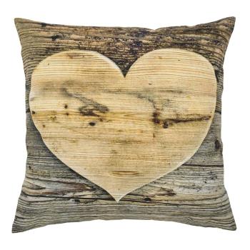 Plátěný polštář dřevěné srdce Wooden heart - 50*10*50cm GKKSHH