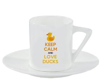 Espresso hrnek s podšálkem 100ml Keep calm and love ducks