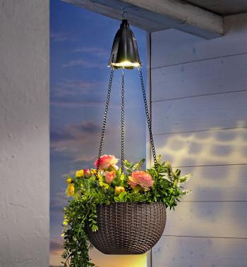Závěsný květináč se solárním osvětlením