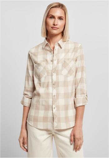 Urban Classics Ladies Turnup Checked Flanell Shirt whitesand/lighttaupe - XL