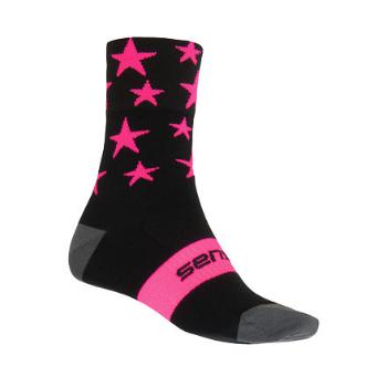 SENSOR ponožky STARS černo/růžové 3-5, 35 - 38, Černá / růžová