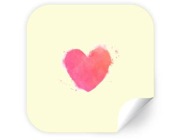 Samolepky čtverec - 5 kusů watercolor heart