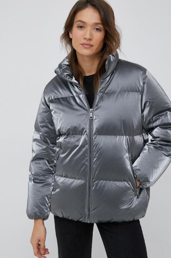 Péřová bunda Tommy Hilfiger dámská, stříbrná barva, zimní