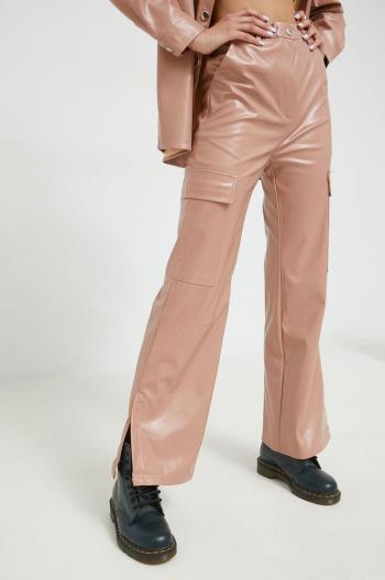 Kalhoty Sixth June dámské, béžová barva, zvony, high waist