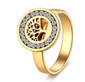 Ziskoun Dámský prsten z chirurgické oceli- Strom života se zirkony- zlatý SR000036 Velikost: 7