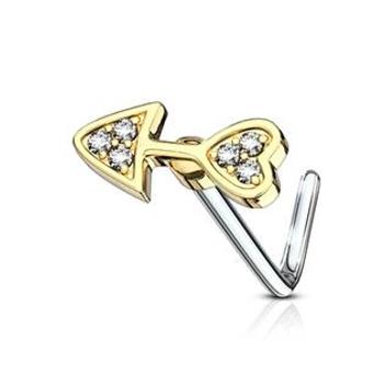 Šperky4U Zahnutý zlacený piercing do nosu - šipka - N0101-GD