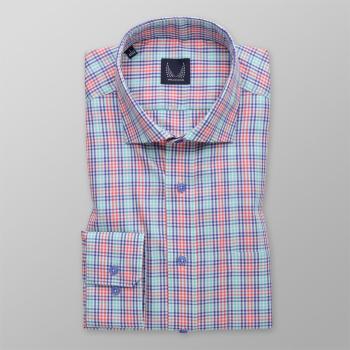 Pánská slim fit košile s barevným kostkovaným vzorem 14802 176-182 / L (41/42)