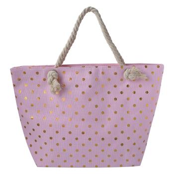 Růžová plážová taška se zlatými puntíky Dotta - 56*7*37 cm JZBG0269