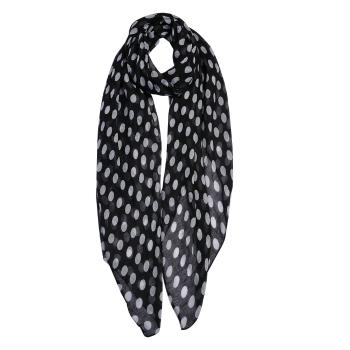Černý šátek s bílými puntíky Print black - 90*180 cm JZSC0671Z