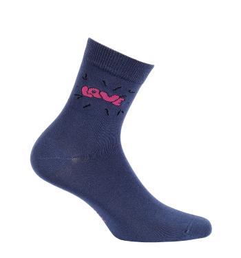 Vzorované dívčí ponožky GATTA LOVE tmavě modré Velikost: 30-32