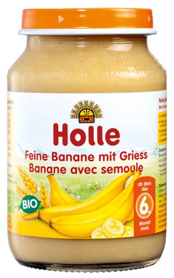 Holle bio dětská přesnídávka Jemné banány s krupicí 190 g