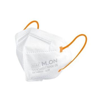 NANO M.ON - NANO LIGHT MASK JUNIORSKÁ EDICE, nano rouška ve tvaru respirátoru (10 ks) bílá + svítivě (8594030604465)