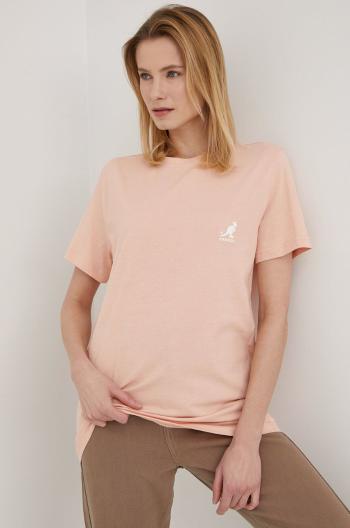 Bavlněné tričko Kangol růžová barva