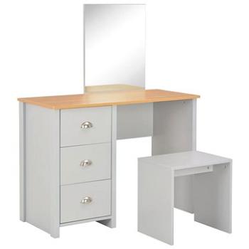 Toaletní stolek se zrcadlem a stoličkou šedý 104×45×131 cm 283744