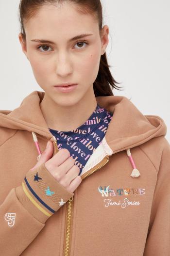 Mikina Femi Stories Naria dámská, hnědá barva, s kapucí, s aplikací