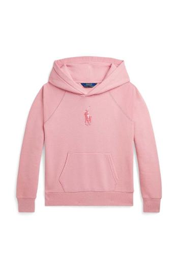 Dětská mikina Polo Ralph Lauren růžová barva, s kapucí, s aplikací, 313941120001