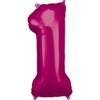 Amscan Balónek fóliový narozeninové číslo 1 - růžový 86 cm
