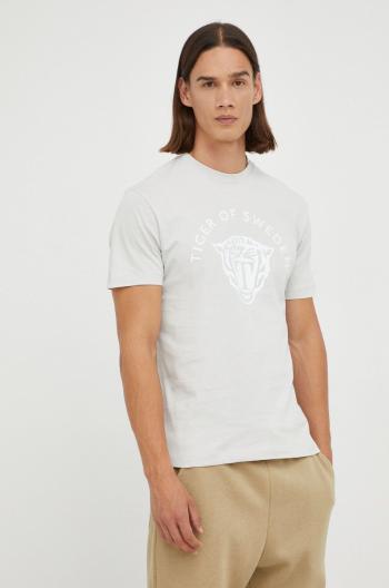 Bavlněné tričko Tiger Of Sweden šedá barva, s potiskem