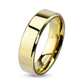 Šperky4U Zlacený ocelový prsten, šíře 6 mm - velikost 65 - OPR0007-6-65
