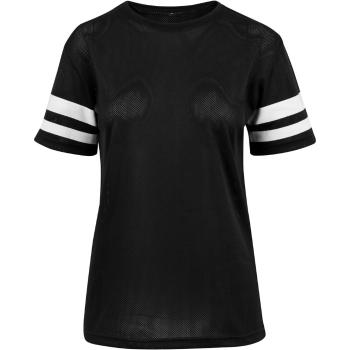 Build Your Brand Dámské sportovní síťované triko s pruhovanými rukávy - Černá / bílá | XS