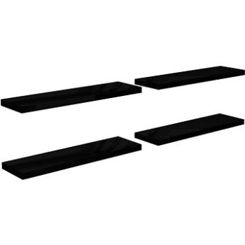 Plovoucí nástěnné police 4 ks černé vysoký lesk 90x23,5x3,8 cm (323777)