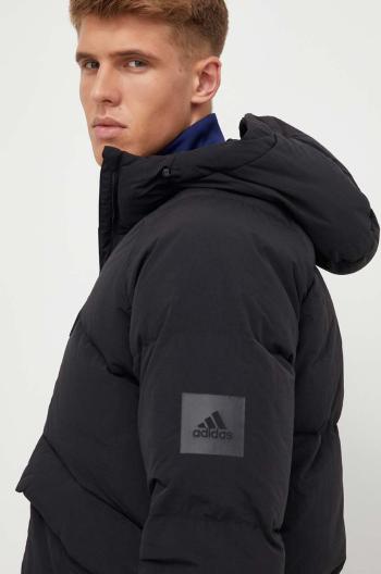 Péřová bunda adidas pánská, černá barva, zimní