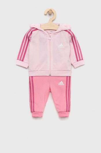 Dětská tepláková souprava adidas I 3S SHINY růžová barva