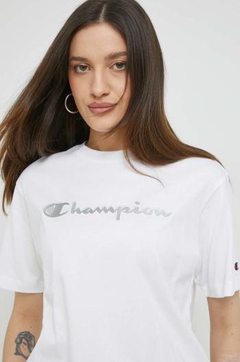 Bavlněné tričko Champion bílá barva