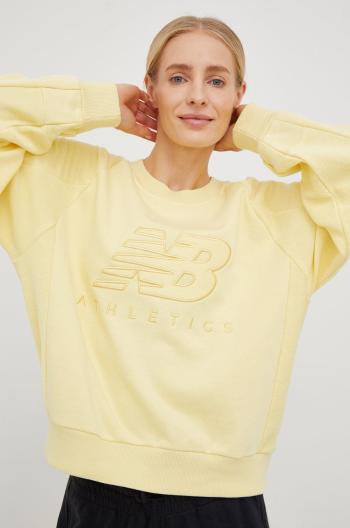 Mikina New Balance dámská, žlutá barva, s aplikací