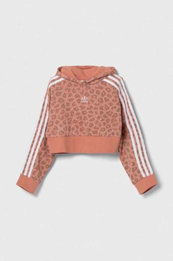 Dětská mikina adidas Originals růžová barva, s kapucí, vzorovaná