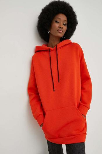 Mikina Answear Lab dámská, oranžová barva, s kapucí, hladká