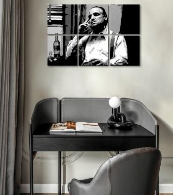 Největší mafiáni na plátně THE GODFATHER - VITO CORLEONE s lahví skotské 120x80 cm