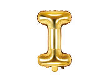 PartyDeco Fóliový balónek Mini - Písmeno I zlatý 35cm