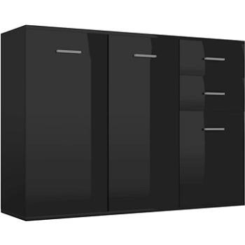 Příborník černý s vysokým leskem 105 x 30 x 75 cm dřevotříska 800700 (800700)